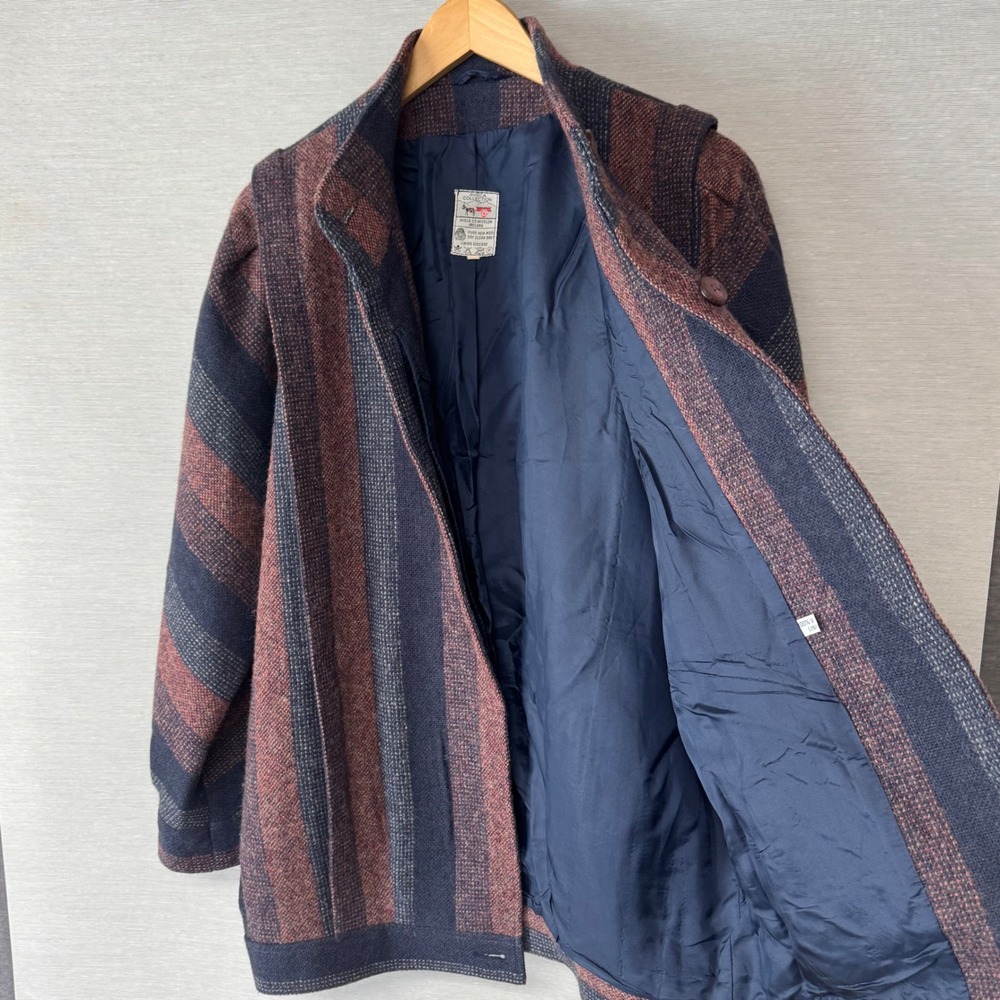 Vtg Avoca Collection Irish Tweed Wool Jacket Striped - Women's Medium - Purple - Picture 4 of 12